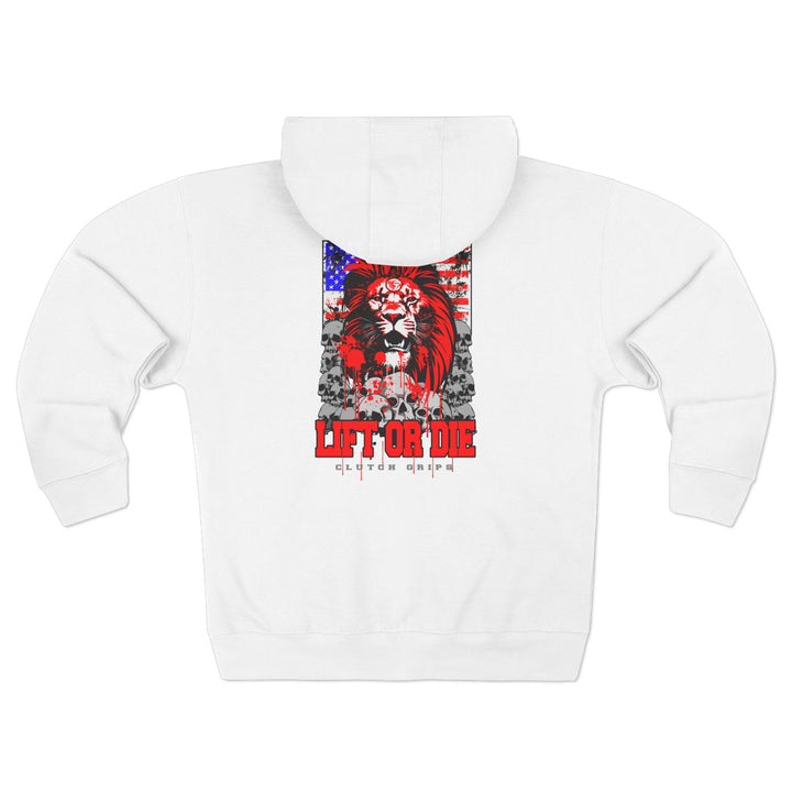 CG LION HEART RED WHITE BLUE/LIFT OR DIE ZIP UP