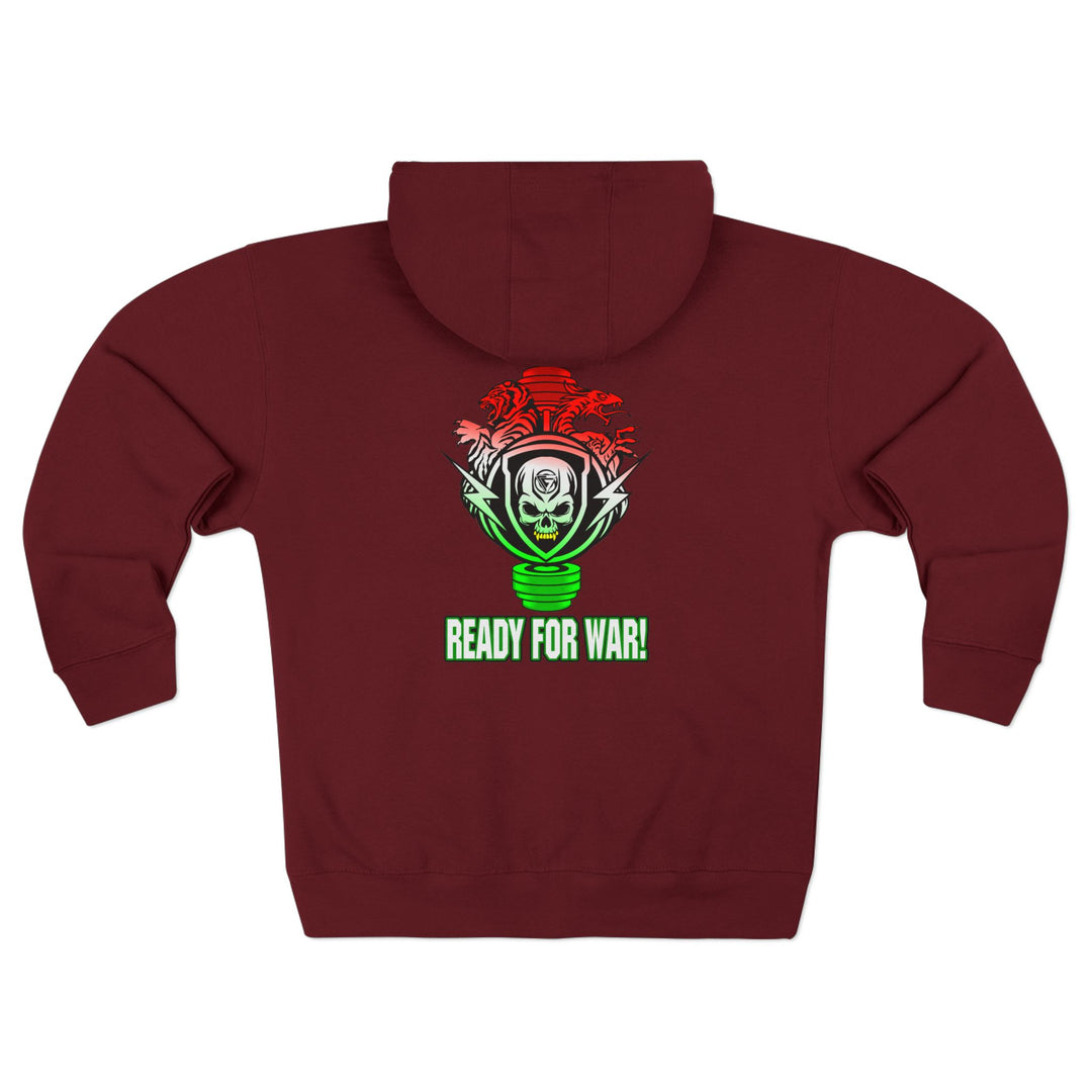 SKULLATOR SGL BELL DRAGON TIGER RED WHITE GREEN FADE/READY FOR WAR ZIP UP