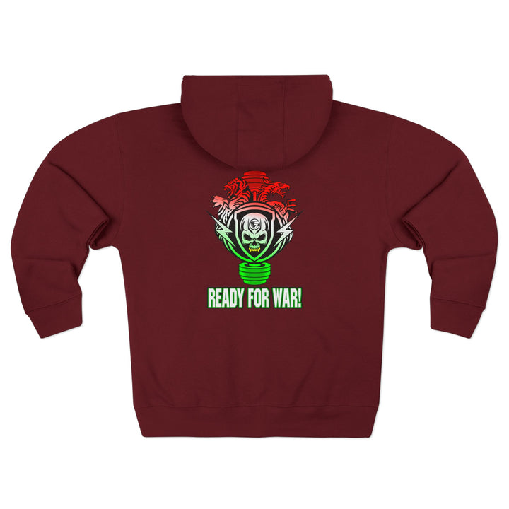 SKULLATOR SGL BELL DRAGON TIGER RED WHITE GREEN FADE/READY FOR WAR ZIP UP