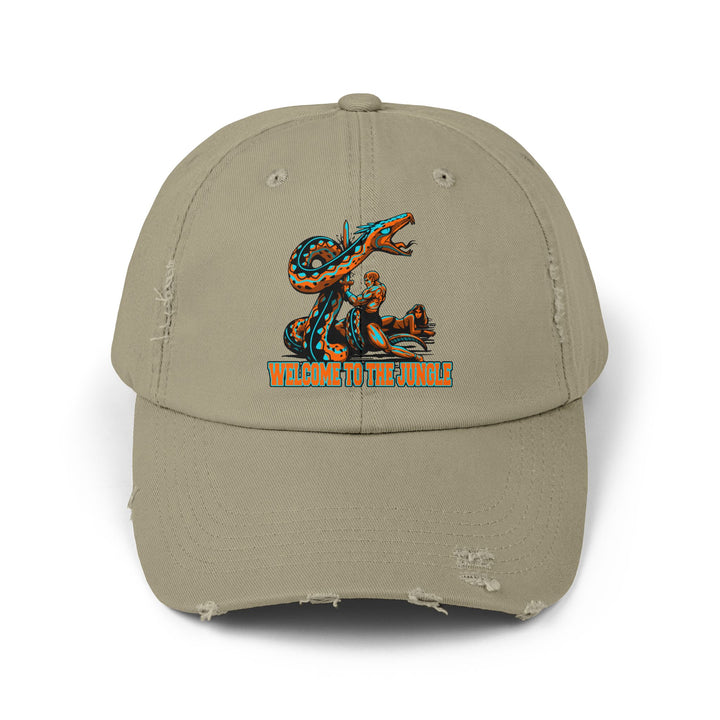 SERPENT SLAYER ORANGE AQUA WELCOME TO THE JUNGLE CAP