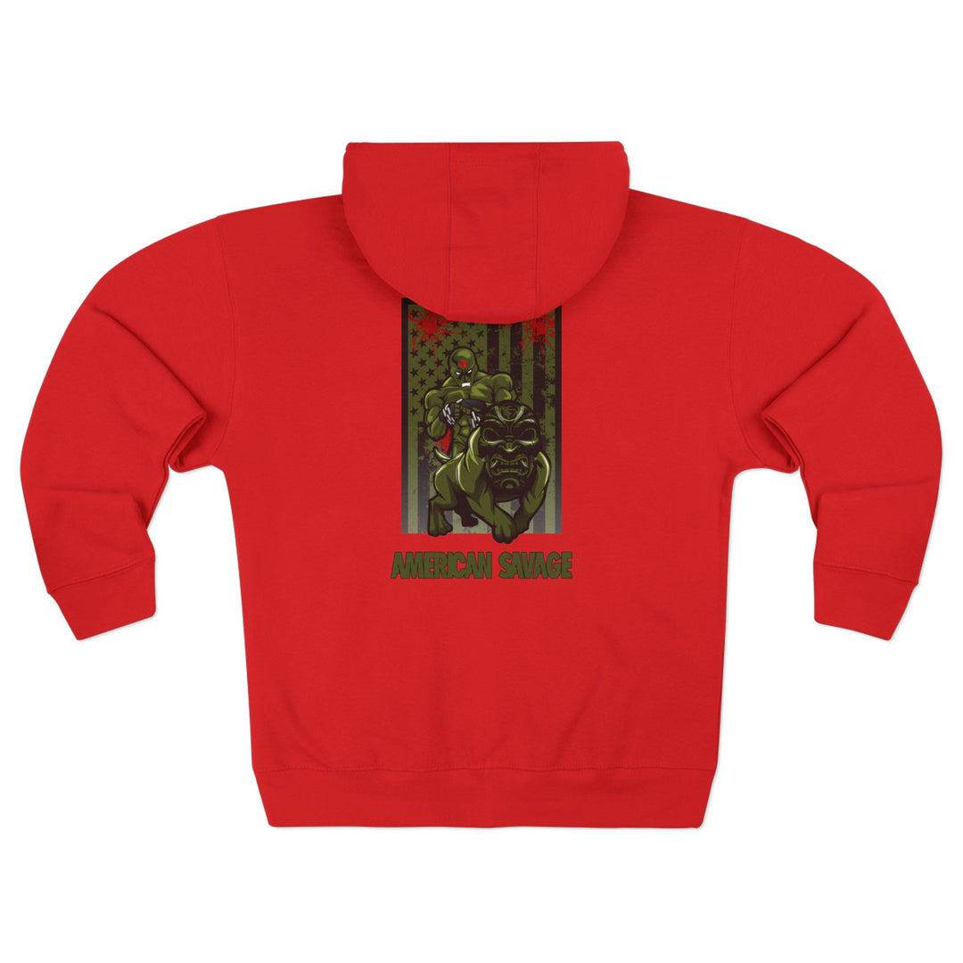 CG ANGRY DOG MILITARY GREEN BLOOD RED /AMERICAN SAVAGE ZIP UP