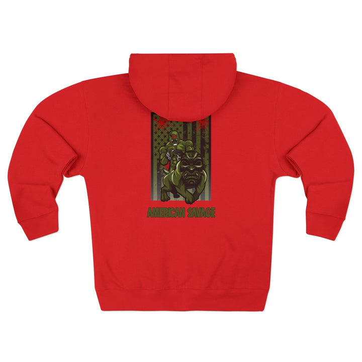 CG ANGRY DOG MILITARY GREEN BLOOD RED /AMERICAN SAVAGE ZIP UP