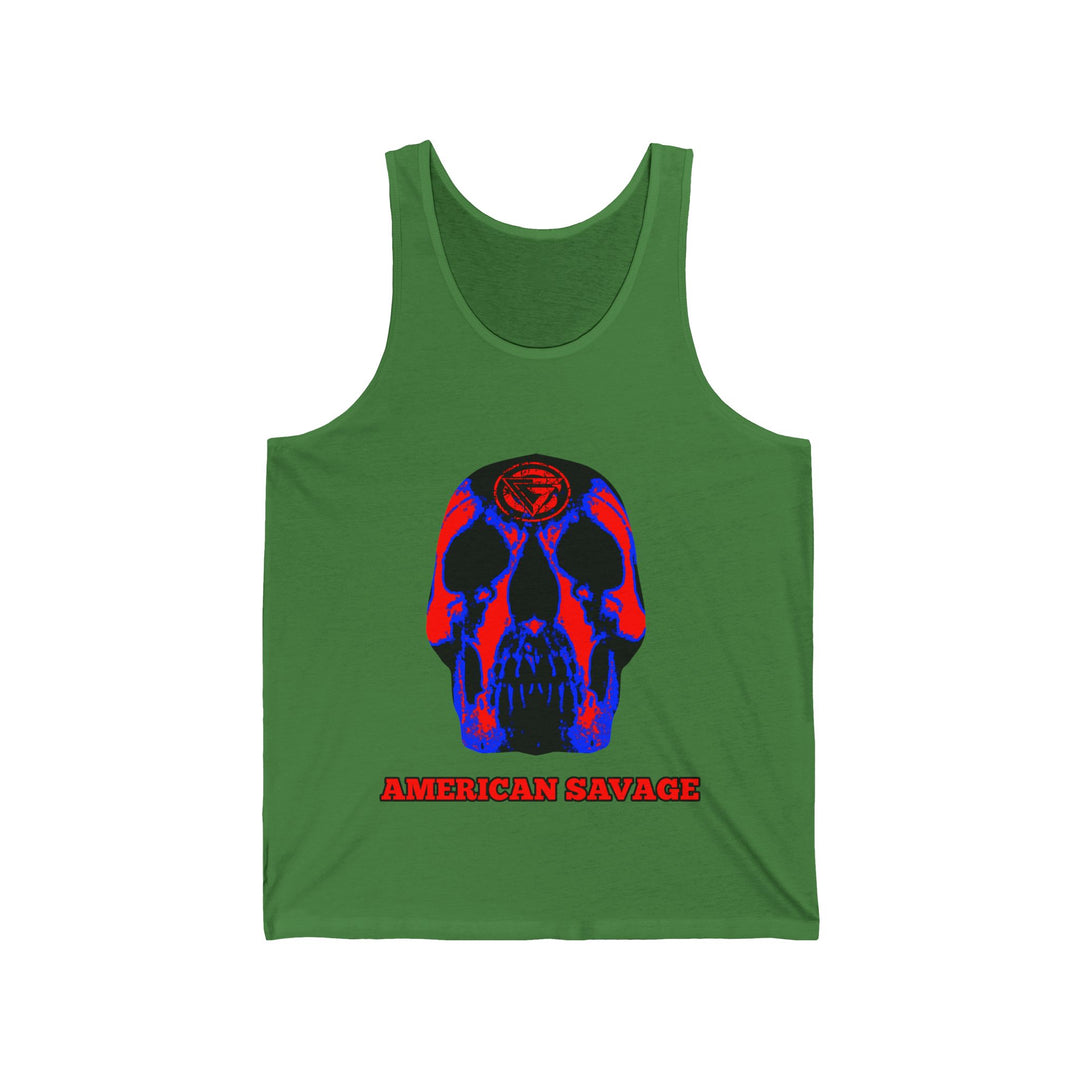 SKULLATOR TANK RED BLUE /AMERICAN SAVAGE