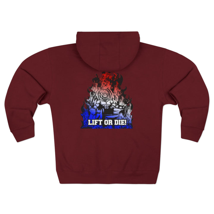 MAC FINAL BOSS RED WHITE BLUE FADE/LIFT OR DIE ZIP UP