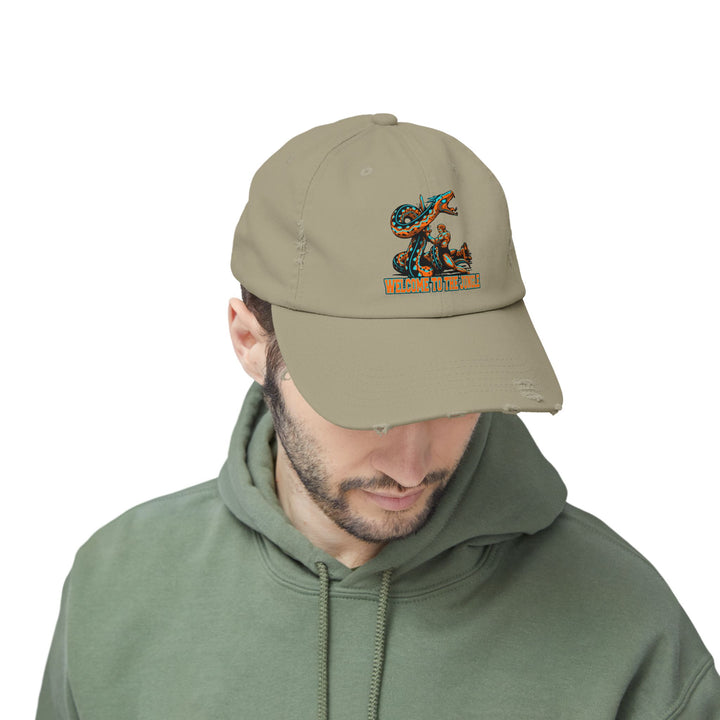 SERPENT SLAYER ORANGE AQUA WELCOME TO THE JUNGLE CAP