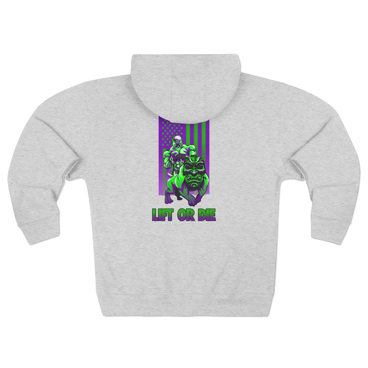CG ANGRY DOG PURPLE GREEN/LIFT OR DIE ZIP UP