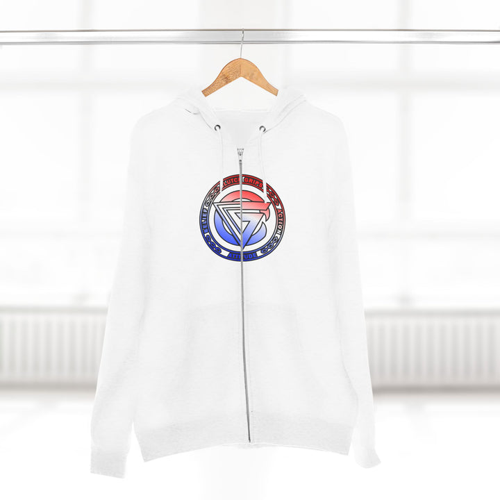 CG APE VS ZILLA 2ND FIGHTRED WHITE BLUE FADE /AMERICAN SAVAGE ZIP UP