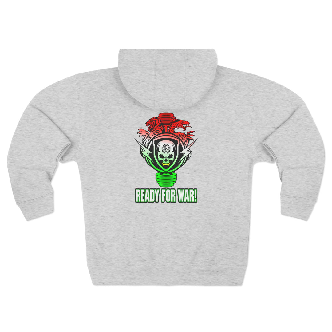 SKULLATOR SGL BELL DRAGON TIGER RED WHITE GREEN FADE/READY FOR WAR ZIP UP