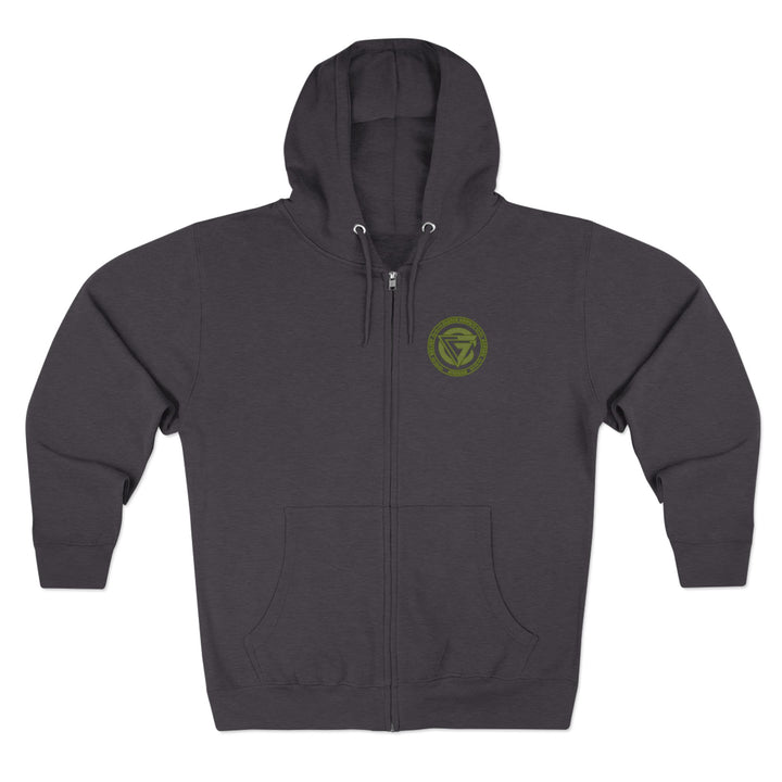 CG SGL SKULL DRAGON TIGER BELL ARMY GREEN/READY FOR WAR ZIP UP