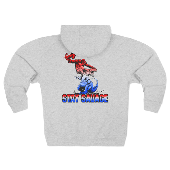 CG APE VS ZILLA 2ND FIGHT RED WHITE BLUE FADE /STAY SAVAGE ZIP UP