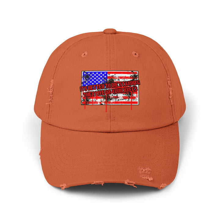 AMERICAN PRIDE FLAG BULLET HOLES ITS BETTER TO DIE STANDING THEN LIVE ON YOUR KNEES