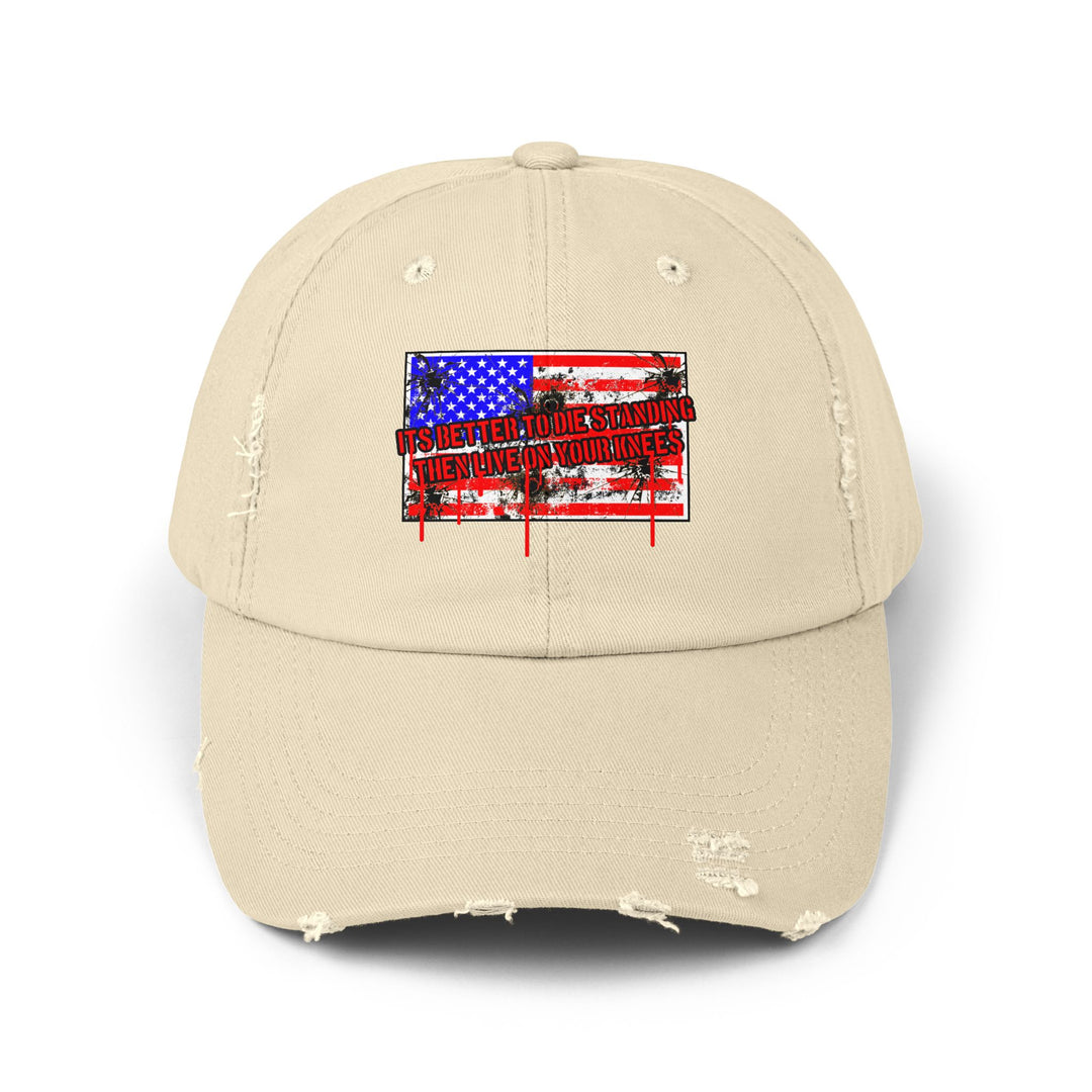 AMERICAN PRIDE FLAG BULLET HOLES ITS BETTER TO DIE STANDING THEN LIVE ON YOUR KNEES