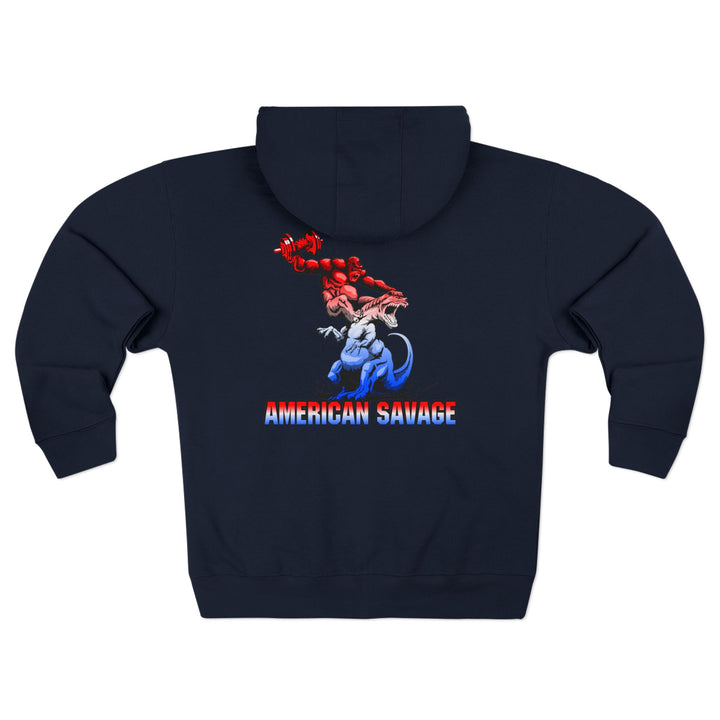 CG APE VS ZILLA 2ND FIGHTRED WHITE BLUE FADE /AMERICAN SAVAGE ZIP UP