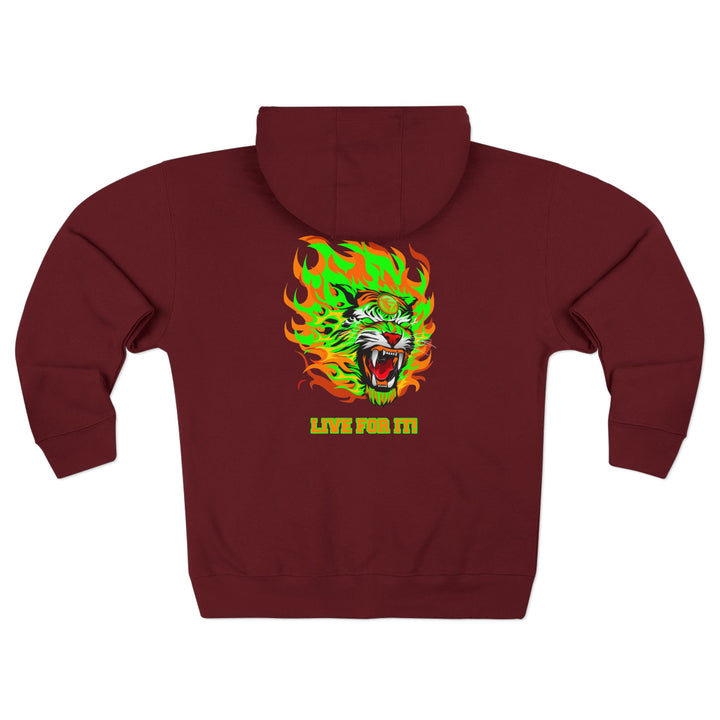 CG TIGER FLAME GREEN ORANGE/LIVE FOR IT ZIP UP