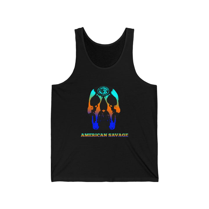 SKULLATOR TANK BLUE ORANGE AQUA /AMERICAN SAVAGE