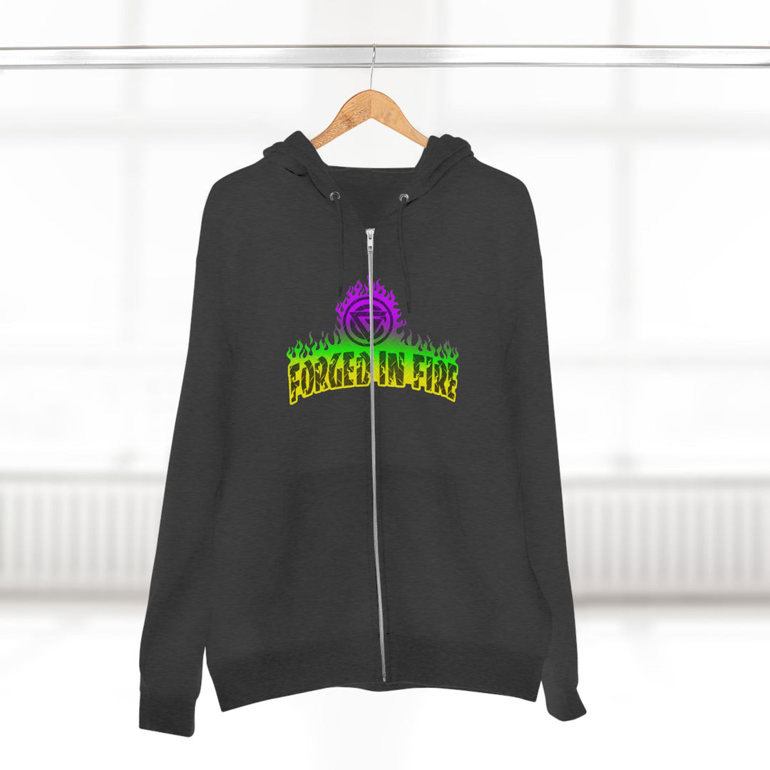 TIGER FLAME YELLOW GREEN PURPLE/READY FOR WAR ZIP UP