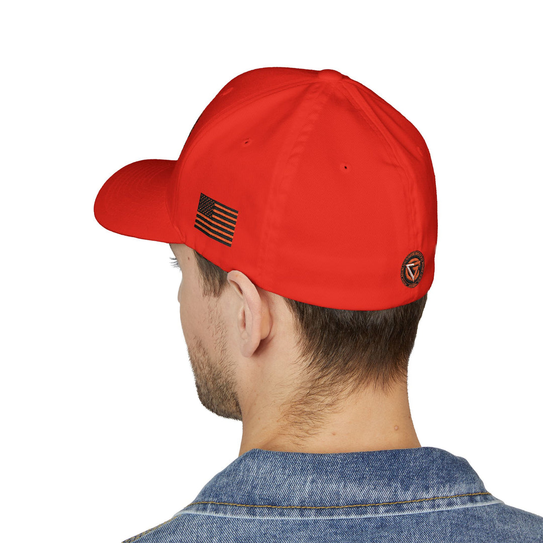 CG FINAL BOSS RED BLACK LOGO /FLAG /STAY SAVAGE Closed-Back Structured Cap (Embroidery)