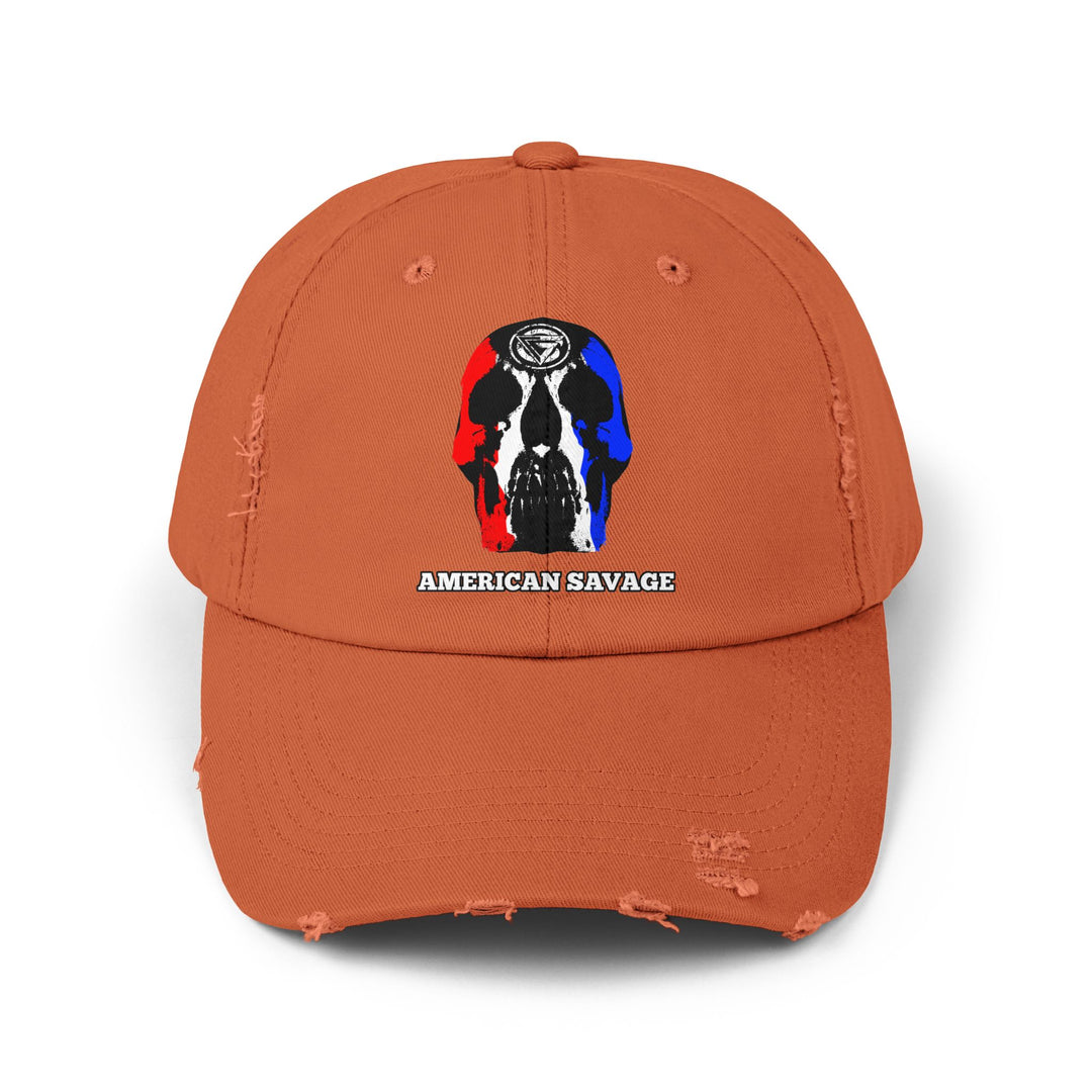 CG SKULL RED WHITE BLUE AMERICAN SAVAGE HAT