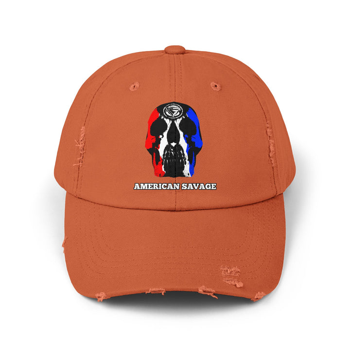CG SKULL RED WHITE BLUE AMERICAN SAVAGE HAT