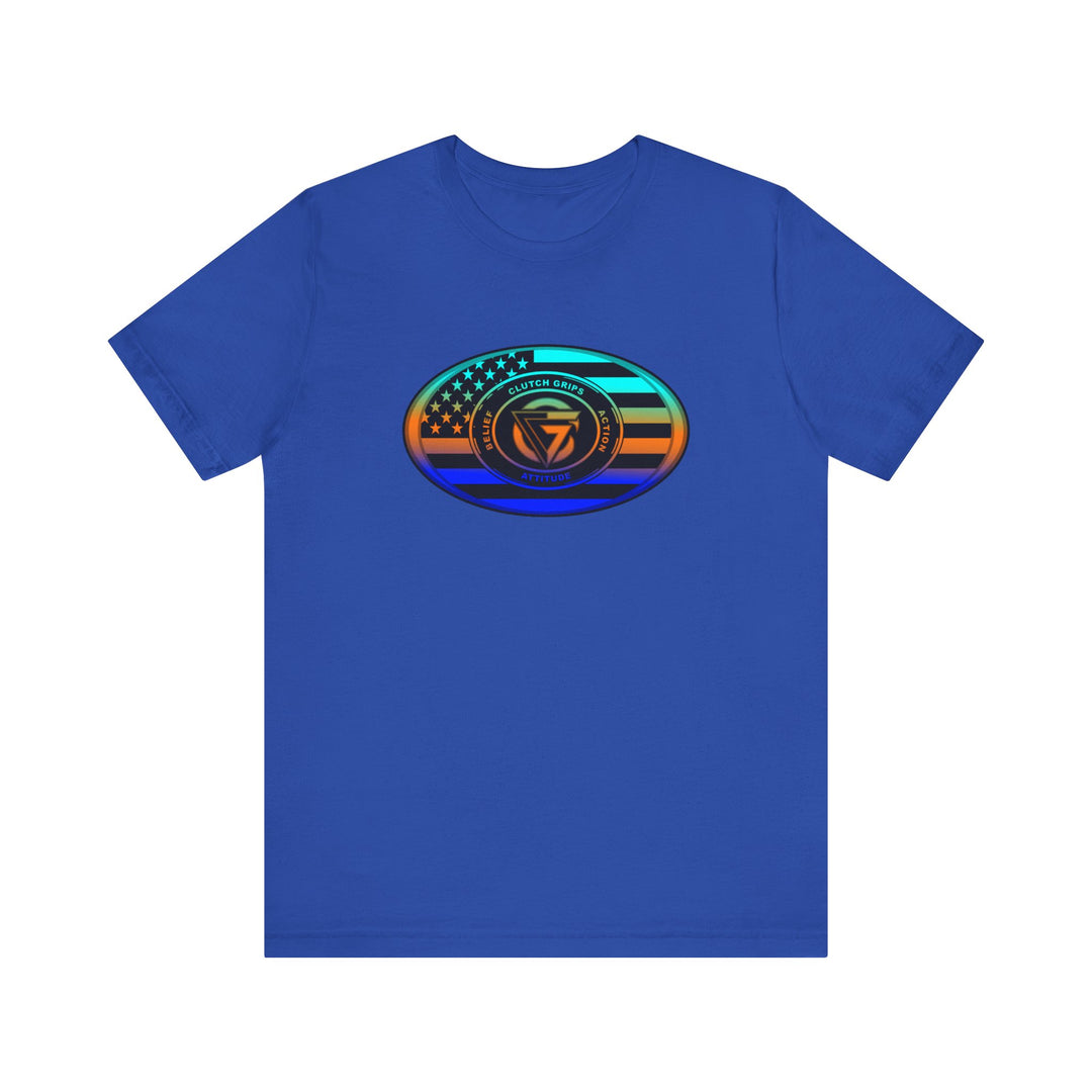 CG OVAL USA FLAG BLUE ORANGE AQUA BLEND