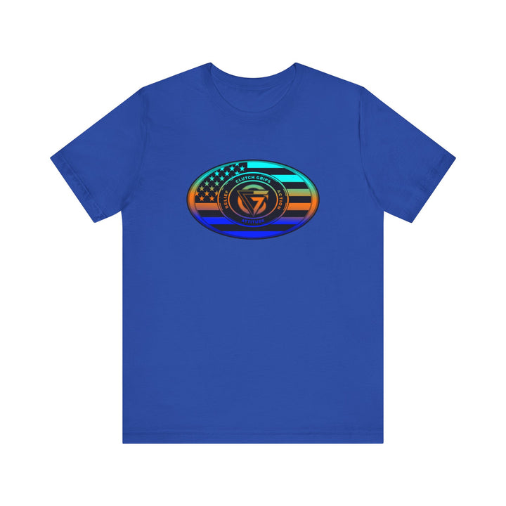 CG OVAL USA FLAG BLUE ORANGE AQUA BLEND