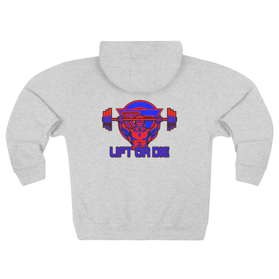 ENTER THE MAC HYPER RED BLUE /LIFT OR DIE ZIP UP