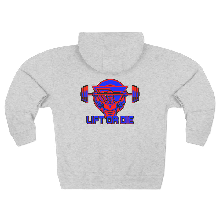 ENTER THE MAC HYPER RED BLUE /LIFT OR DIE ZIP UP
