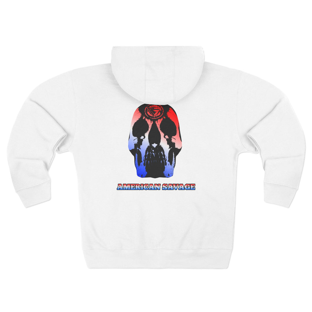CG SKULL RED WHITE BLUE FADE /AMERICAN SAVAGE ZIP UP