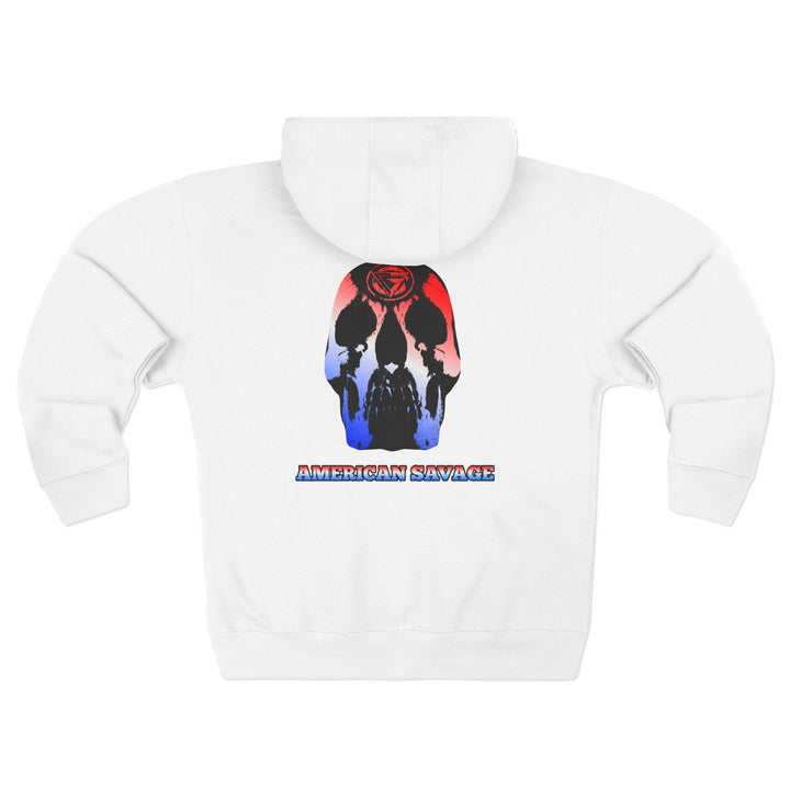 CG SKULL RED WHITE BLUE FADE /AMERICAN SAVAGE ZIP UP