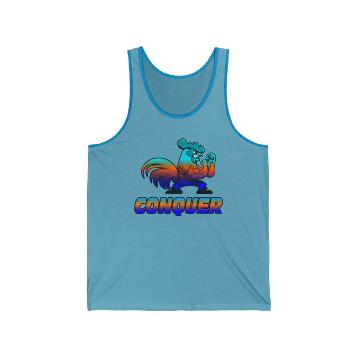 CG ANGRY ROOSTER BLUE ORANGE AQUA  FADE/CONQUER