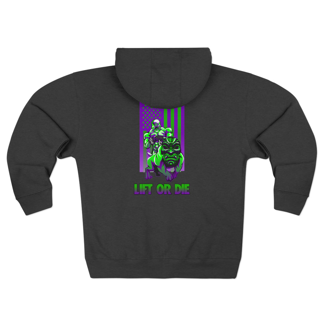 CG ANGRY DOG PURPLE GREEN/LIFT OR DIE ZIP UP