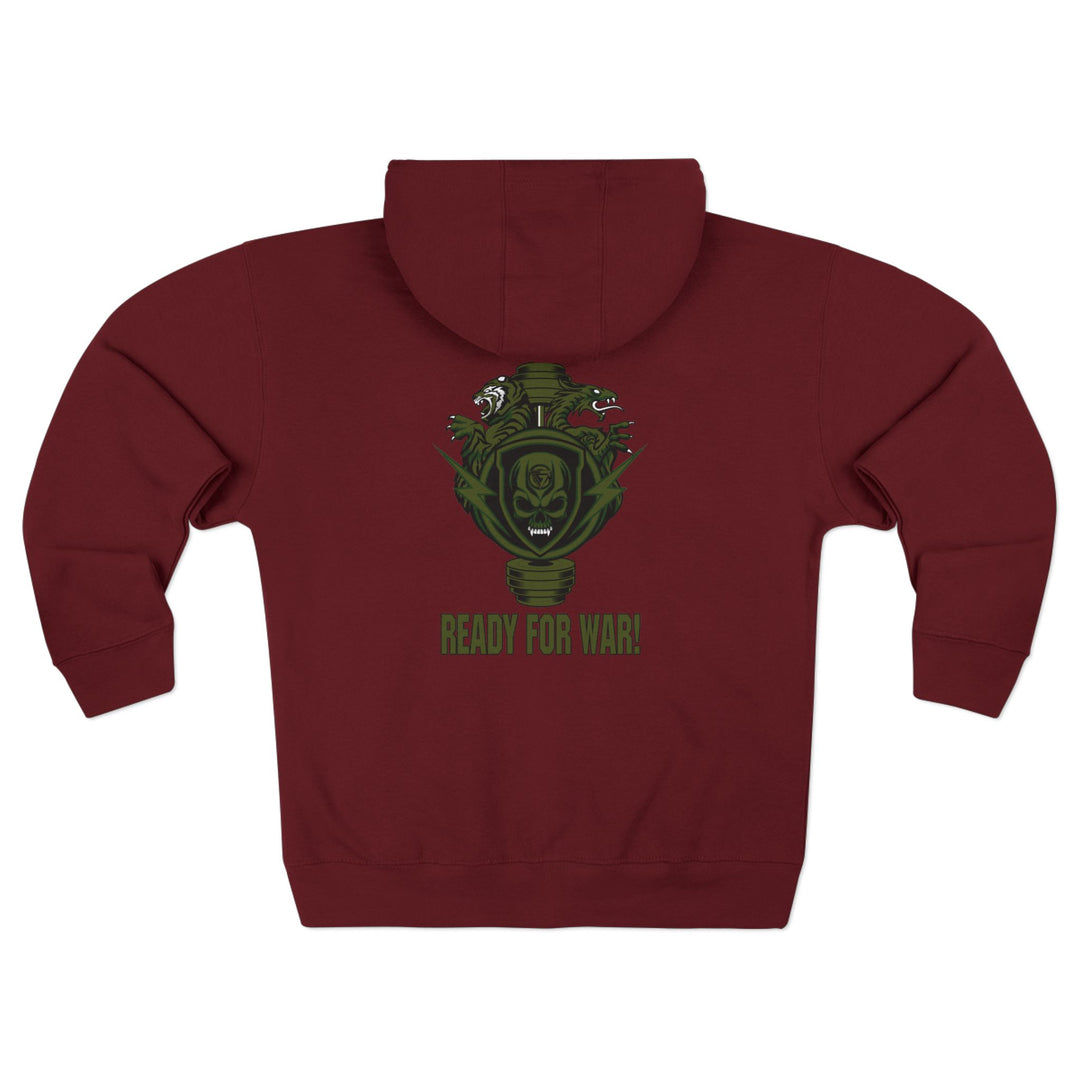 CG SGL SKULL DRAGON TIGER BELL ARMY GREEN/READY FOR WAR ZIP UP