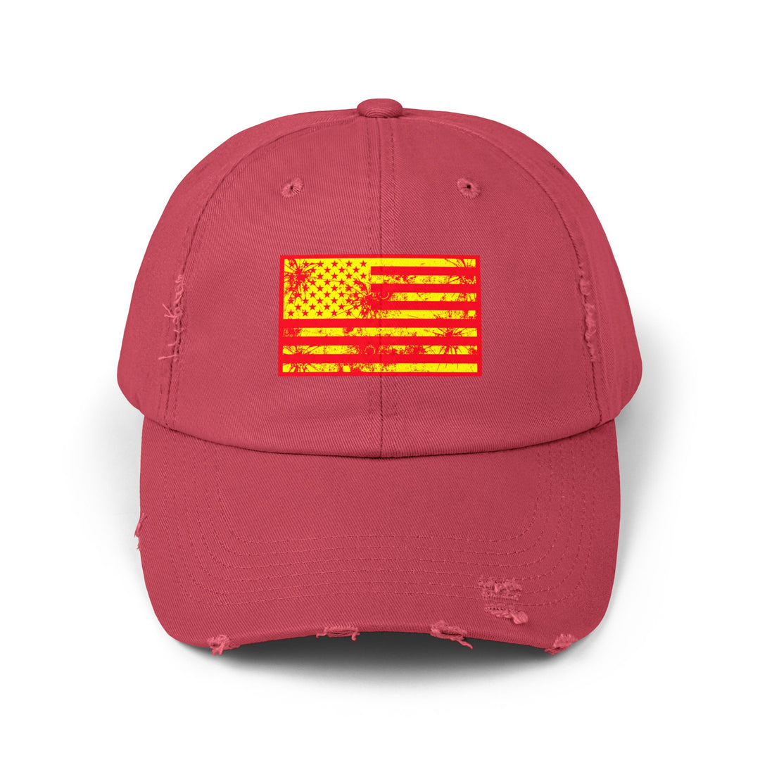 BATTLE HARDENED BLOOD RED & GOLD AMERICAN FREEDOM FLAG CAP