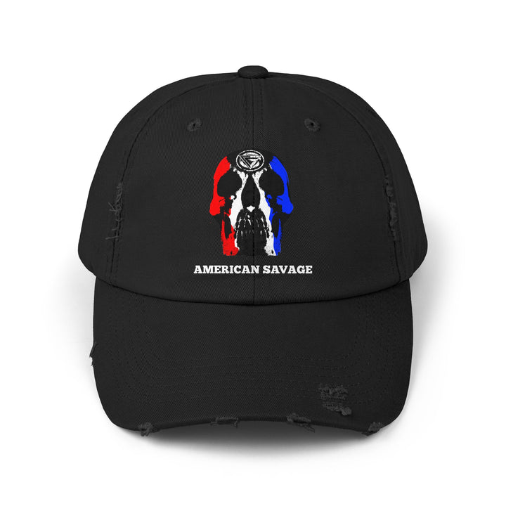 CG SKULL RED WHITE BLUE AMERICAN SAVAGE HAT
