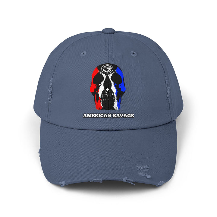CG SKULL RED WHITE BLUE AMERICAN SAVAGE HAT