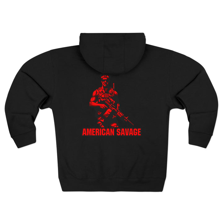 CG  NAVY SEAL TRIBUTE  RIP RED BLACK /AMERICAN SAVAGE ZIP UP