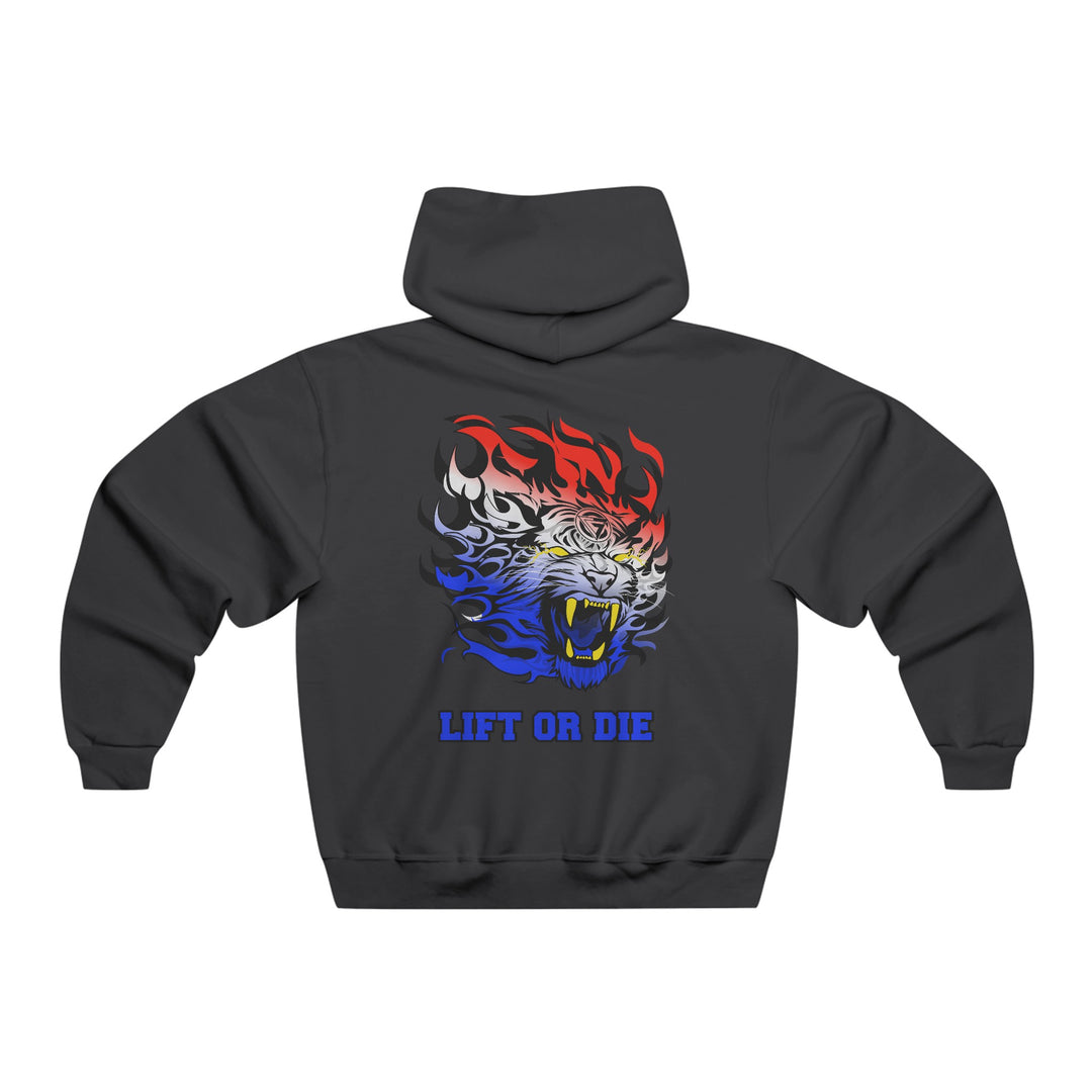 TIGER FLAME RED WHITE BLUE FADE/LIFT OR DIE
