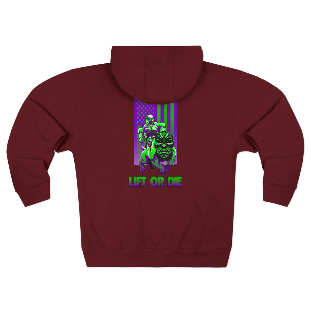 CG ANGRY DOG PURPLE GREEN/LIFT OR DIE ZIP UP