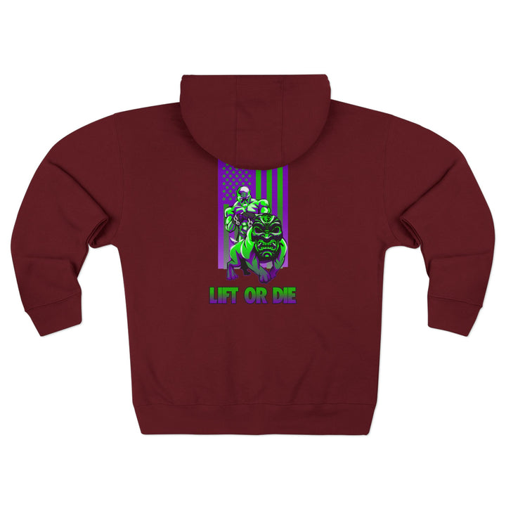 CG ANGRY DOG PURPLE GREEN/LIFT OR DIE ZIP UP