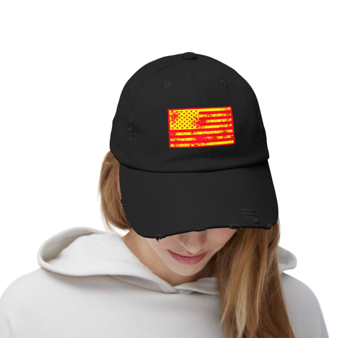 BATTLE HARDENED BLOOD RED & GOLD AMERICAN FREEDOM FLAG CAP