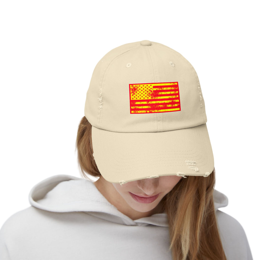BATTLE HARDENED BLOOD RED & GOLD AMERICAN FREEDOM FLAG CAP