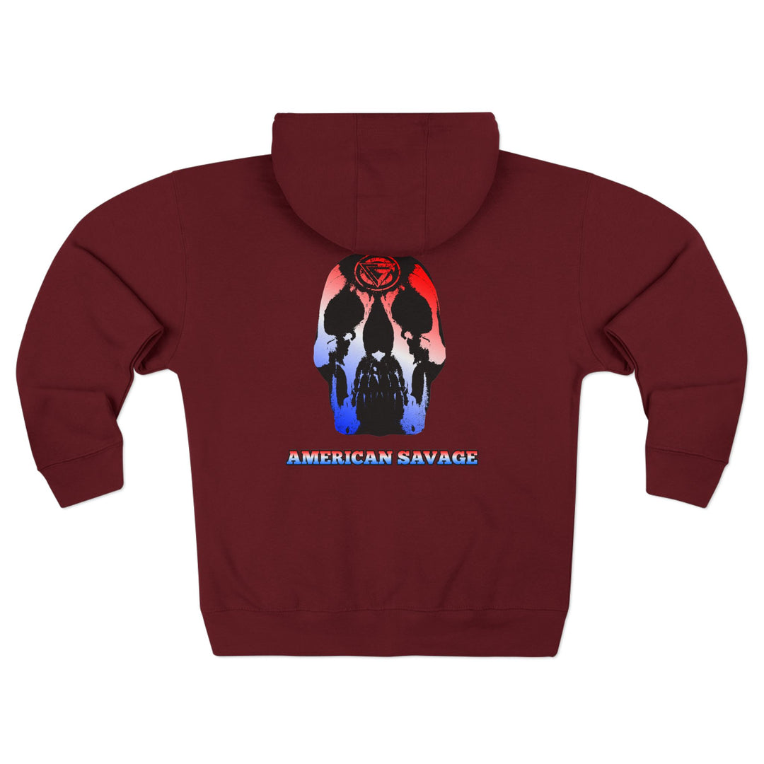 CG SKULL RED WHITE BLUE FADE /AMERICAN SAVAGE ZIP UP