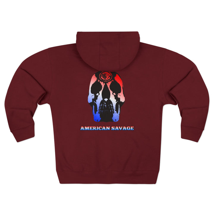 CG SKULL RED WHITE BLUE FADE /AMERICAN SAVAGE ZIP UP