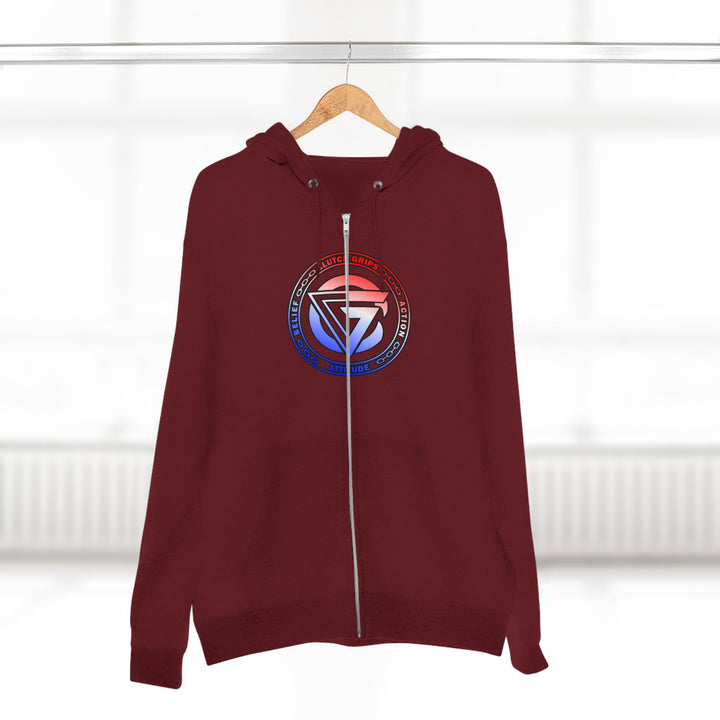 CG APE VS ZILLA 2ND FIGHTRED WHITE BLUE FADE /AMERICAN SAVAGE ZIP UP