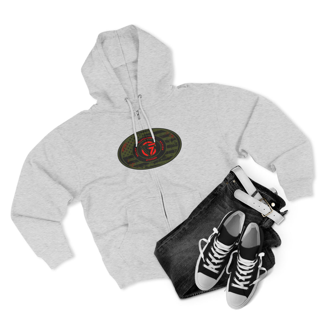 CG ANGRY DOG MILITARY GREEN BLOOD RED /AMERICAN SAVAGE ZIP UP
