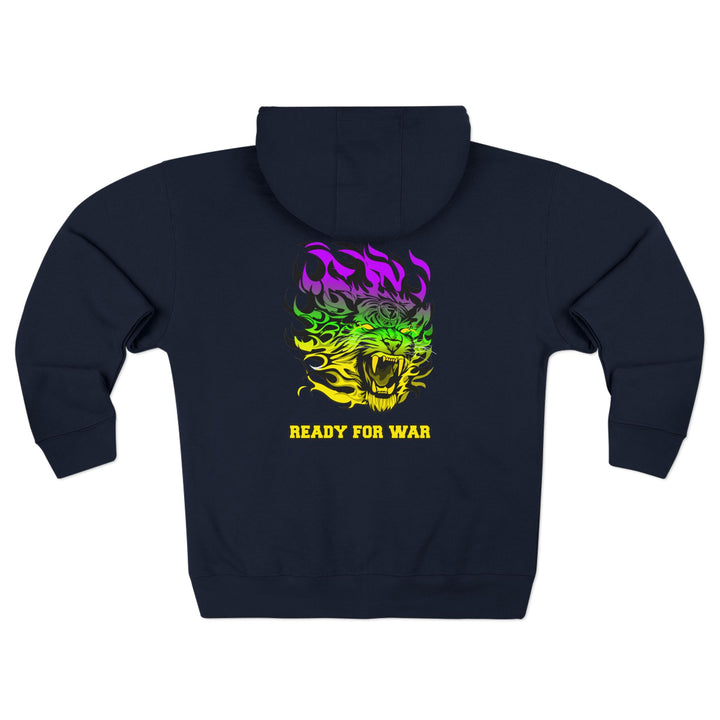 TIGER FLAME YELLOW GREEN PURPLE/READY FOR WAR  ZIP UP