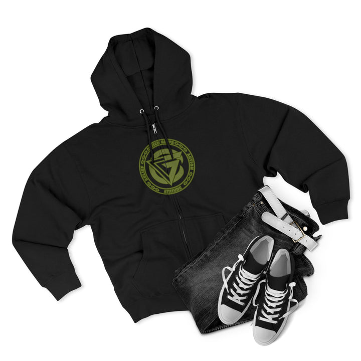 CG SGL SKULL DRAGON TIGER BELL ARMY GREEN /LIFT OR DIE ZIP UP