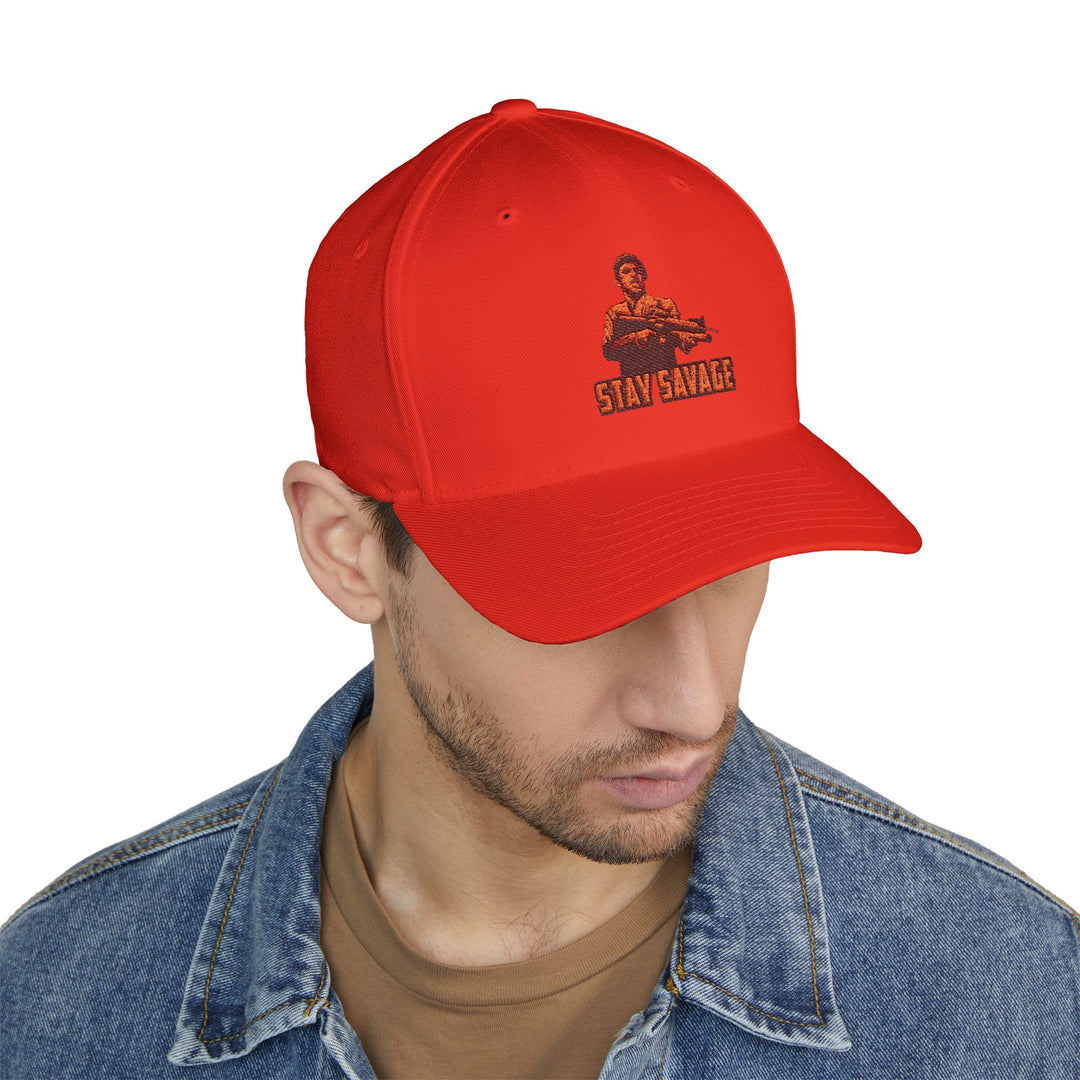 CG FINAL BOSS RED BLACK LOGO /FLAG /STAY SAVAGE Closed-Back Structured Cap (Embroidery)