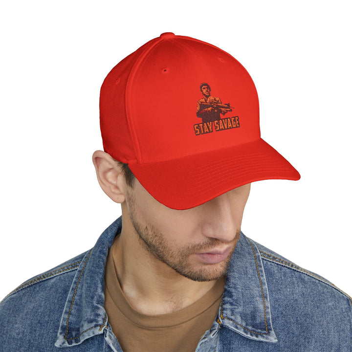 CG FINAL BOSS RED BLACK LOGO /FLAG /STAY SAVAGE Closed-Back Structured Cap (Embroidery)