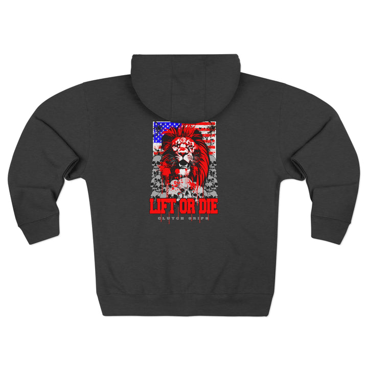 CG LION HEART RED WHITE BLUE/LIFT OR DIE ZIP UP